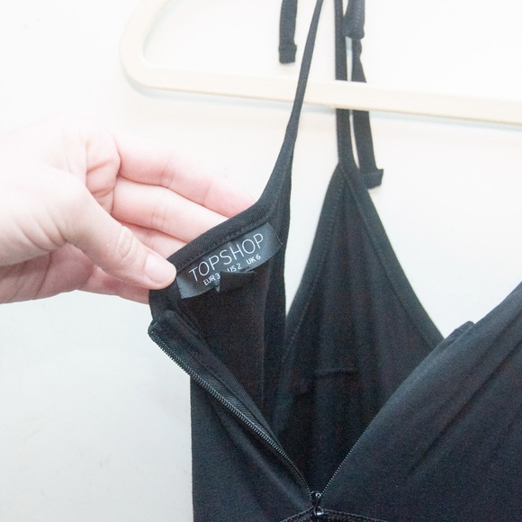 Topshop Black Romper with Lace see through detail - Picture 4 of 4